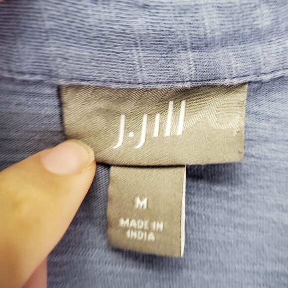 J. Jill Top Women’s Size Medium Blue Button-Up Long Sleeve 100% Cotton Shirt - Picture 2 of 9